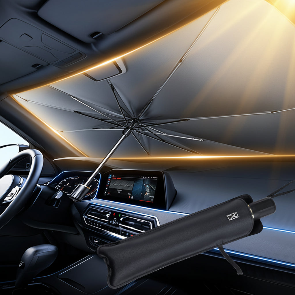 RideKit Foldable Windshield Sun Shade — Umbrella Style